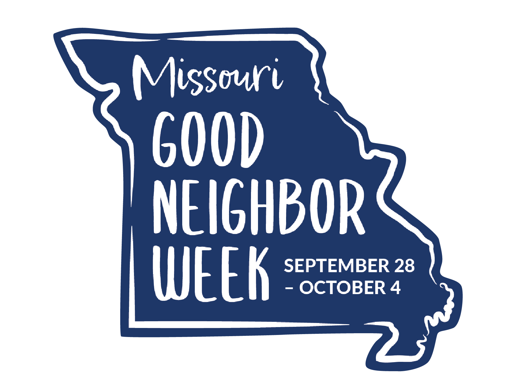 An outline of Missouri with words that say "Missouri Good Neighbor Week - September 28 thru October 4"