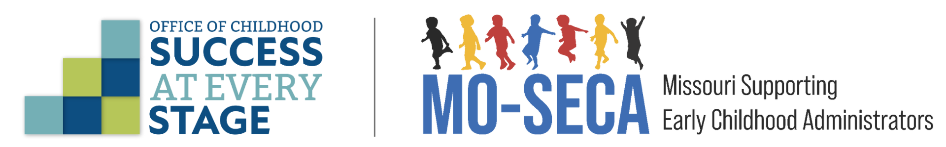 A logo with colorful children playing above the words "MO-SECA"